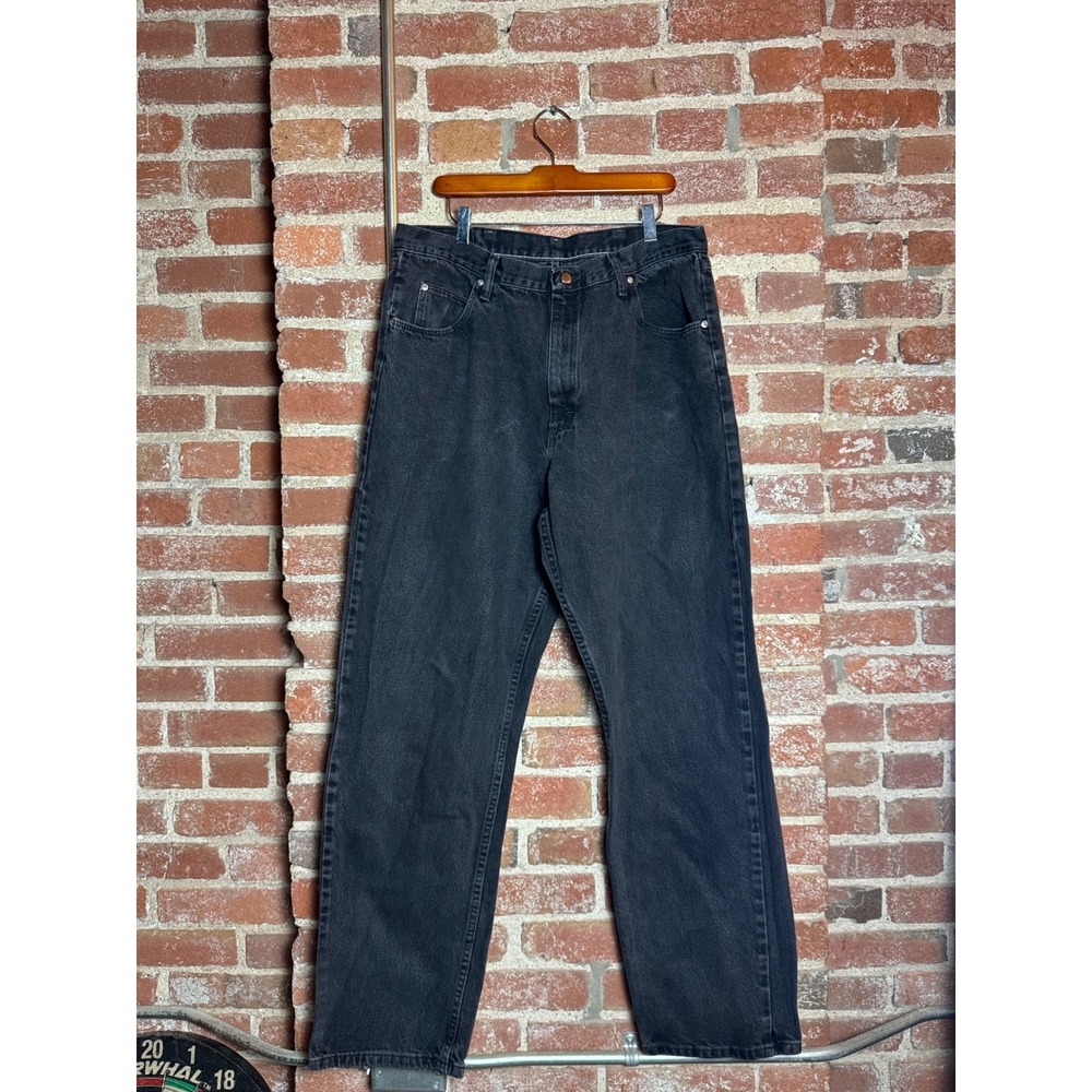 Vintage Wrangler Black Denim Jeans Mens 38x34 Straight Leg 976T1CB Faded Wash